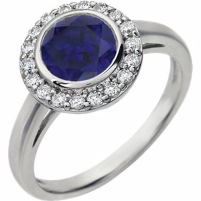 651639:104:P Sterling Silver Dark Blue Cubic Zirconia Ring