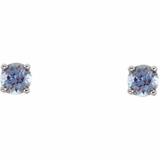 651643:70006:P 14kt White Chatham® Created Alexandrite Youth Earrings