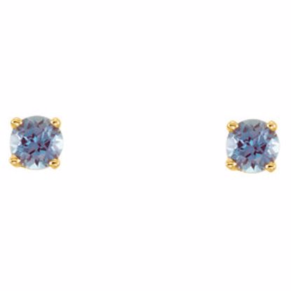 651643:70007:P 14kt Yellow Chatham® Created Alexandrite Youth Earrings