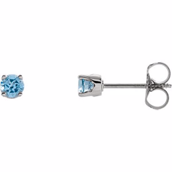 651643:70018:P 14kt White Swiss Blue Topaz Youth Earrings