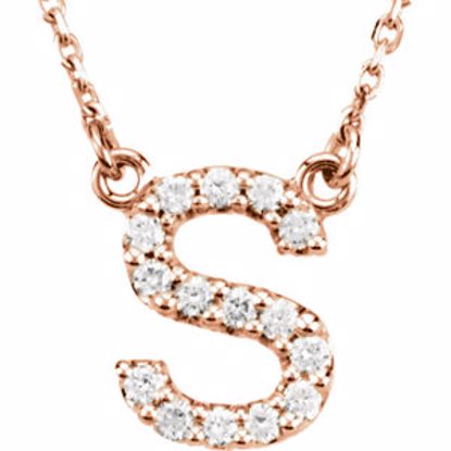 67311:170:P 14kt Rose Letter "S" 1/6 CTW Diamond 16" Necklace