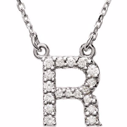 67311:143:P 14kt Yellow Letter "R" 1/6 CTW Diamond 16" Necklace