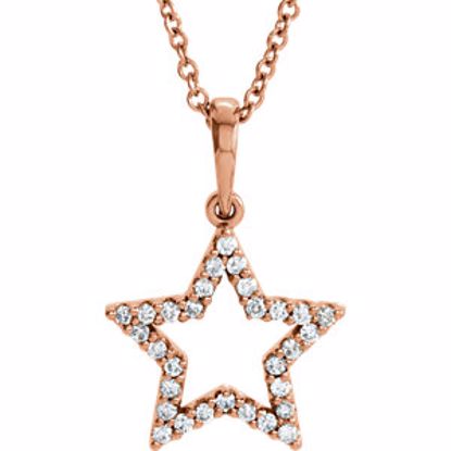 84419:60002:P 14kt Rose 1/6 CTW Diamond Petite Star 16" Necklace