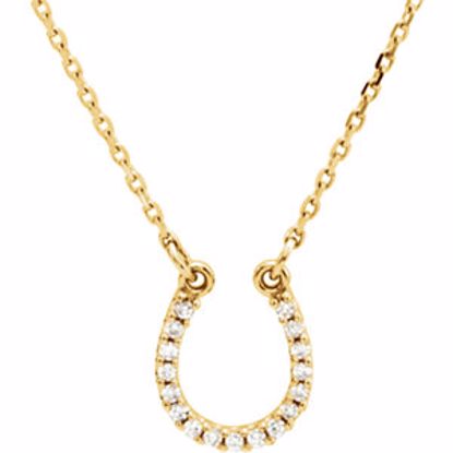 66412:100002:P 14kt Yellow .08 CTW Diamond Horseshoe 16" Necklace