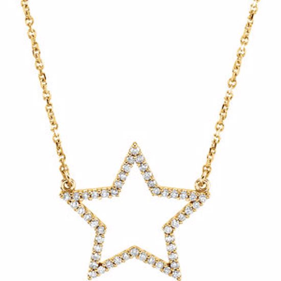 66414:100002:P 14kt Yellow 1/4 CTW Diamond Star 16" Necklace