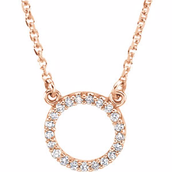 66417:100003:P 14kt Rose 1/10 CTW Diamond Circle 16" Necklace