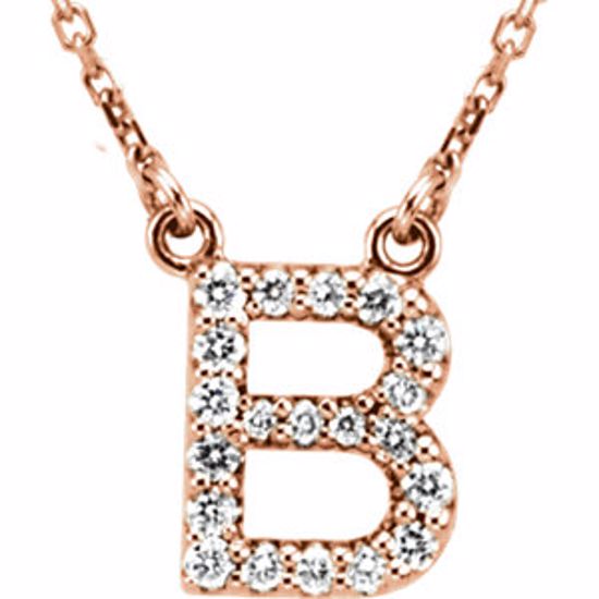 67311:153:P 14kt Rose Letter "B" 1/6 CTW Diamond 16" Necklace