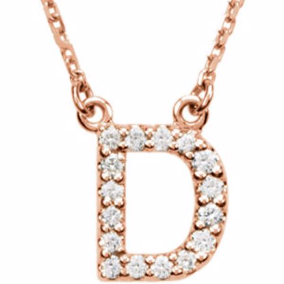 67311:155:P 14kt Rose Letter "D" 1/6 CTW Diamond 16" Necklace