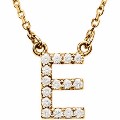 67311:130:P 14kt Yellow Letter "E" 1/6 CTW Diamond 16" Necklace