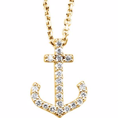 66413:100002:P 14kt Yellow 1/8 CTW Diamond Anchor Necklace