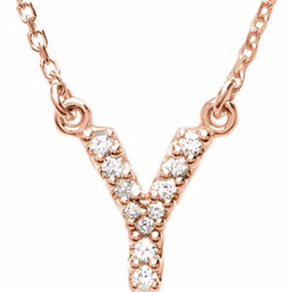 67311:176:P 14kt Rose Letter "Y" 1/10 CTW Diamond 16" Necklace