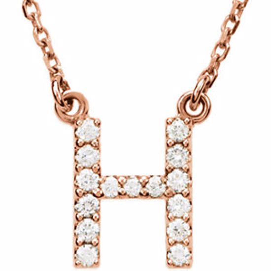 67311:159:P 14kt Rose Letter "H" 1/6 CTW Diamond 16" Necklace