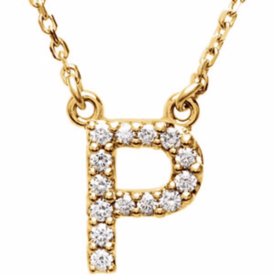 67311:141:P 14kt Yellow Letter "P" 1/6 CTW Diamond 16" Necklace