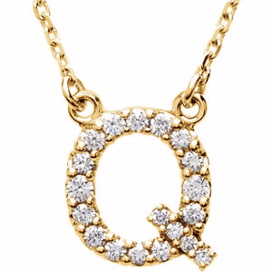 67311:142:P 14kt Yellow Letter "Q" 1/6 CTW Diamond 16" Necklace