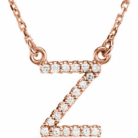 67311:177:P 14kt Rose Letter "Z" 1/10 CTW Diamond 16" Necklace