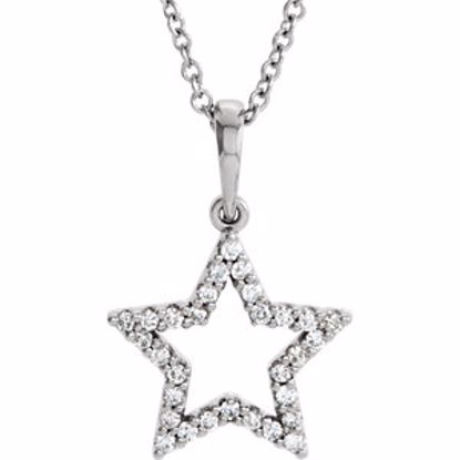 84419:60000:P 14kt White 1/6 CTW Diamond Petite Star 16" Necklace