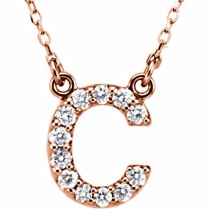 67311:154:P 14kt Rose Letter "C" 1/6 CTW Diamond 16" Necklace