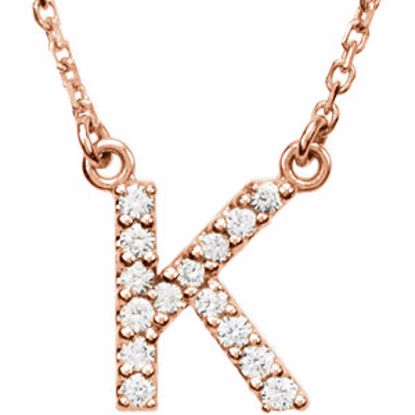 67311:162:P 14kt Rose Letter "K" 1/8 CTW Diamond 16" Necklace