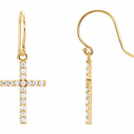 R17010:60001:P 14kt Yellow 1/2 CTW Diamond Cross Earrings