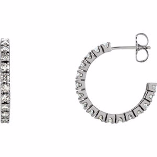 797:60003:P 14kt White 1 CTW Diamond Hoop Earrings