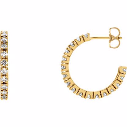 797:60004:P 14kt Yellow 1 CTW Diamond Hoop Earrings