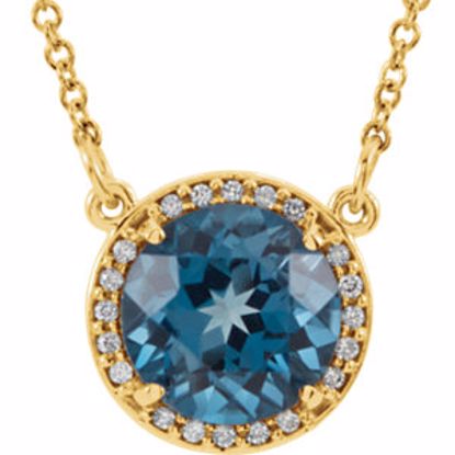 85905:70001:P 14kt Yellow London Blue Topaz & .05 CTW Diamond 16" Necklace