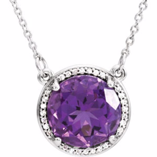 85905:70002:P 14kt White Amethyst & .05 CTW Diamond 16" Necklace