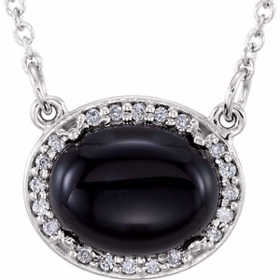 85902:70000:P 14kt White Onyx & .05 CTW Diamond 16" Necklace