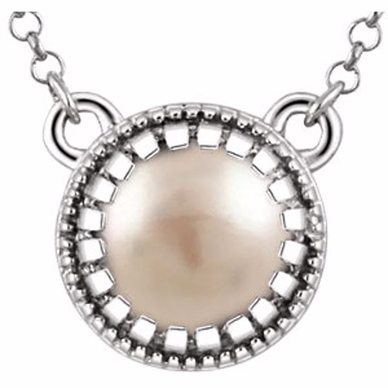 651611:112:P 14kt White Freshwater Cultured Pearl "June" 18" Birthstone Necklace