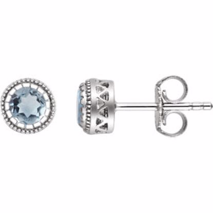 651610:106:P 14kt White Aquamarine "March" Birthstone Earrings