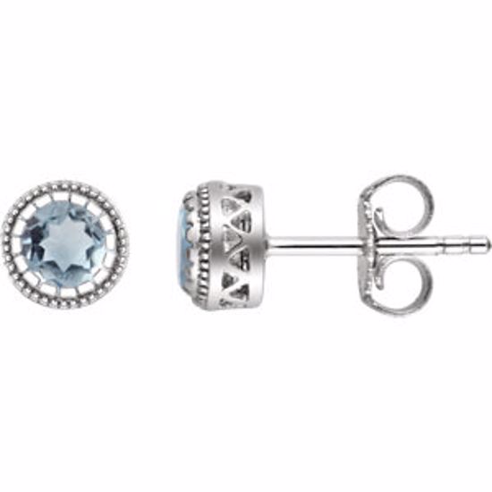 651610:106:P 14kt White Aquamarine "March" Birthstone Earrings