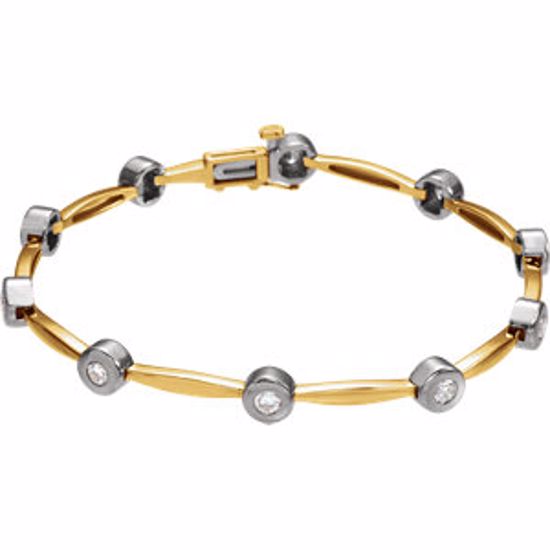 BRC659:60002:P 14kt Yellow/White 1 CTW Diamond Line 7.5" Bracelet