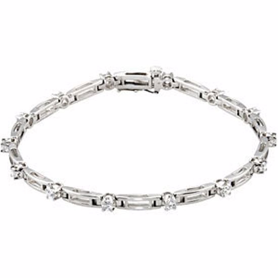 BRC665:60002:P 14kt White 1 1/3 CTW Diamond Line 7.25" Bracelet