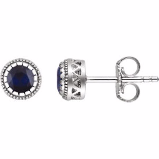 651610:130:P 14kt White Blue Sapphire "September" Birthstone Earrings