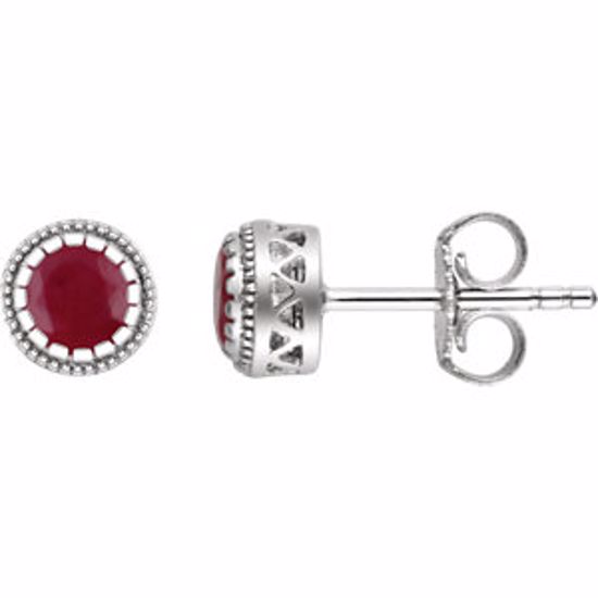 651610:126:P 14kt White Ruby "July" Birthstone Earrings