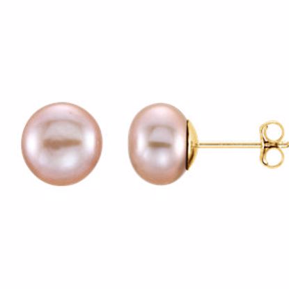 651659:110:P 14kt Yellow 7-8mm Pink Freshwater Cultured Pearl Earrings