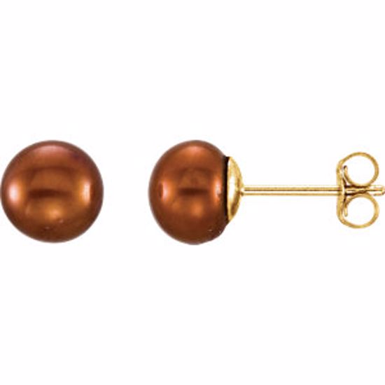 651659:106:P 14kt Yellow 6-7mm Chocolate Freshwater Cultured Pearl Earrings