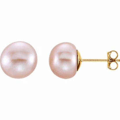 651659:115:P 14kt Yellow 8-9mm Pink Freshwater Pearl Earrings