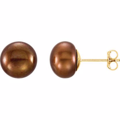 651659:114:P 14kt Yellow 8-9mm Chocolate Freshwater Cultured Pearl Earrings