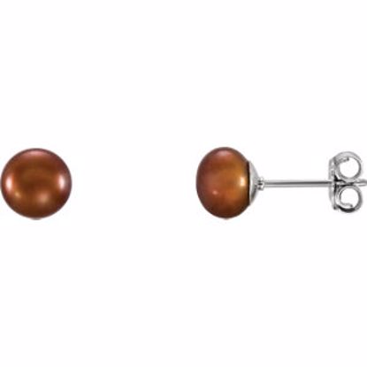 651659:121:P Sterling Silver 6-7mm Chocolate Freshwater Cultured Pearl Earrings