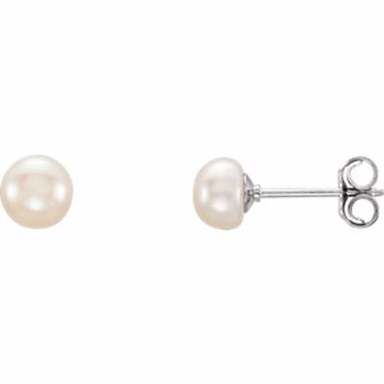 651659:119:P Sterling Silver 5-6mm White Freshwater Cultured Pearl Earrings