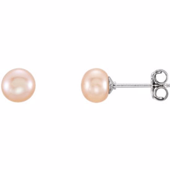 651659:118:P Sterling Silver 5-6mm Pink Freshwater Cultured Pearl Earrings