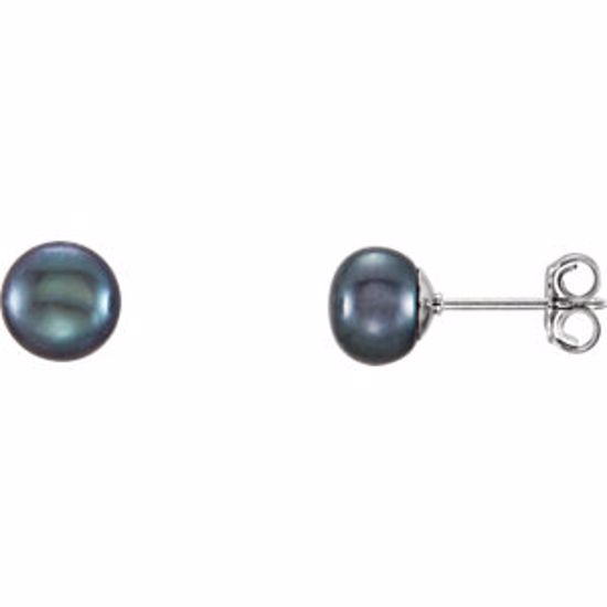 651659:120:P Sterling Silver 6-7mm Black Freshwater Cultured Pearl Earrings