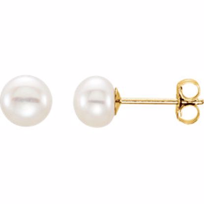 651659:100:P 14kt Yellow 5-6mm White Freshwater Cultured Pearl  Earrings