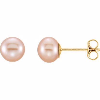 651659:101:P 14kt Yellow 5-6mm Pink Freshwater Cultured Pearl Earrings