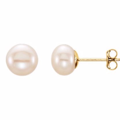 651659:104:P 14kt Yellow 6-7mm White Freshwater Cultured Pearl Earrings