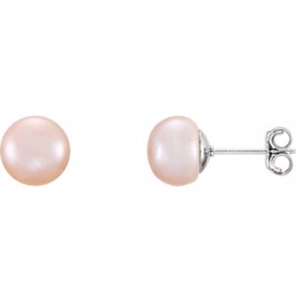 651659:126:P Sterling Silver 7-8mm Pink Freshwater Cultured Pearl Earrings