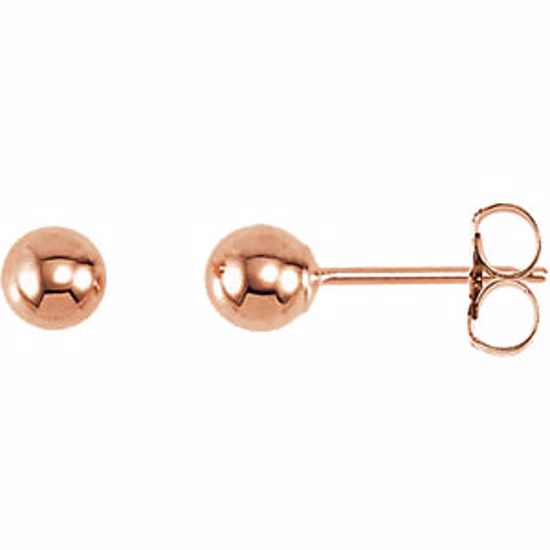 20865:1019:P 14kt Rose 4mm Ball Earrings