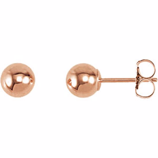 20865:1020:P 14kt Rose 5mm Ball Earrings