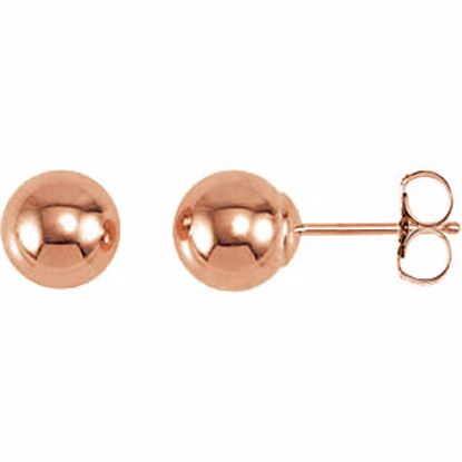 20865:1021:P 14kt Rose 6mm Ball Earrings